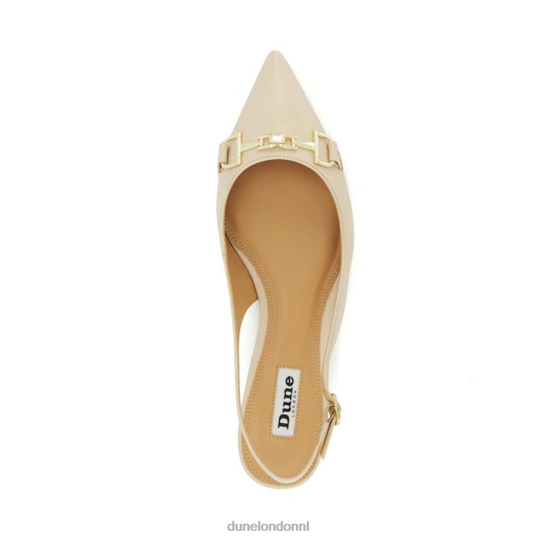 vrouwen R6DFZ584 hoopvol ecru Dune London Platte slingback pumps met trensversiering