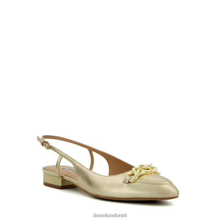 vrouwen R6DFZ60 hipheid goud Dune London Platte slingback pumps met trensversiering