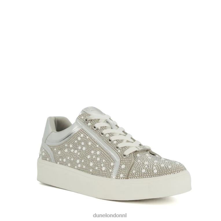 vrouwen R6DFZ206 altijd zilver Dune London Metallic sneakers verfraaid met diamanten - Klik op de afbeelding om het venster te sluiten