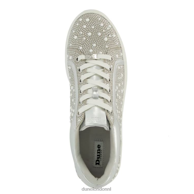 vrouwen R6DFZ206 altijd zilver Dune London Metallic sneakers verfraaid met diamanten