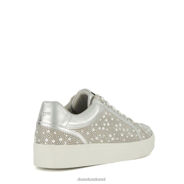 vrouwen R6DFZ206 altijd zilver Dune London Metallic sneakers verfraaid met diamanten