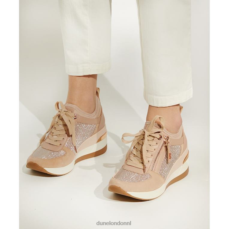 vrouwen R6DFZ228 eilin rosé goud Dune London Sneakers met sleehak en veters