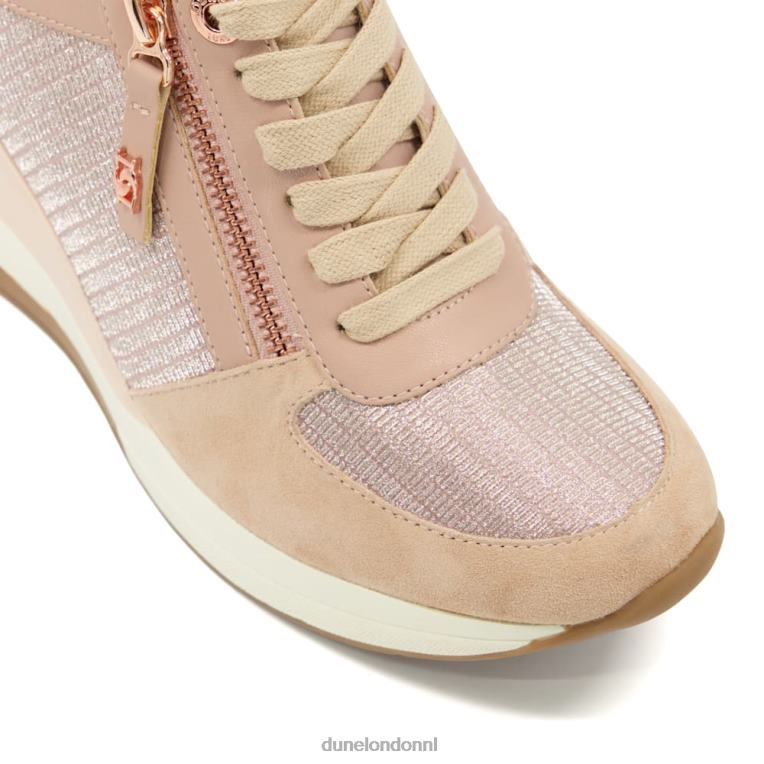 vrouwen R6DFZ228 eilin rosé goud Dune London Sneakers met sleehak en veters