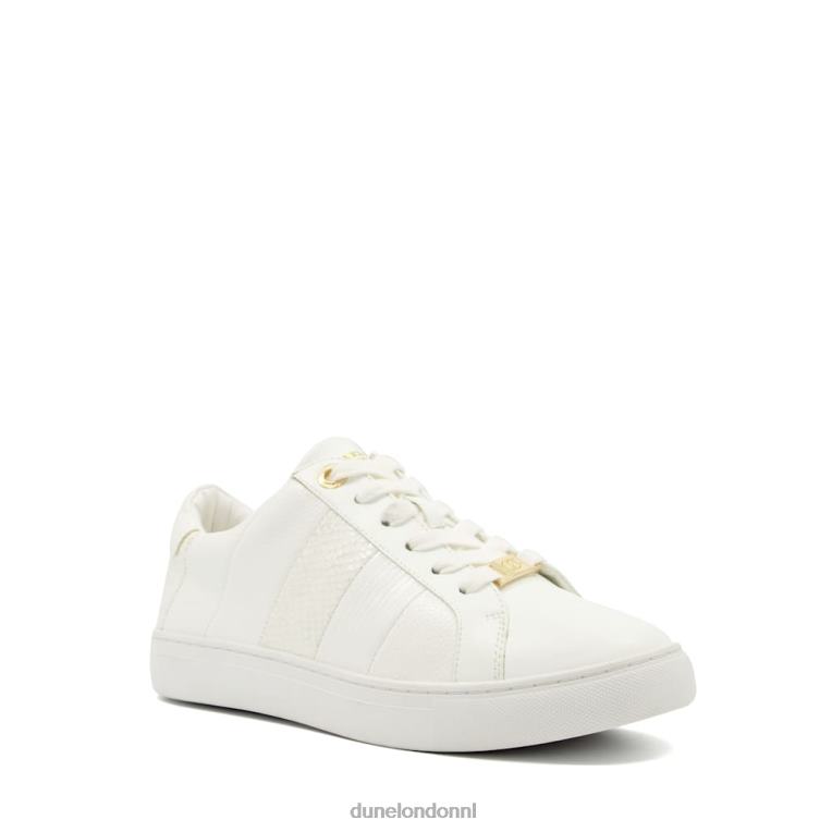 vrouwen R6DFZ327 Everleigh wit Dune London Sneakers met veters en slangenafwerking