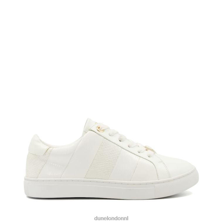 vrouwen R6DFZ327 Everleigh wit Dune London Sneakers met veters en slangenafwerking