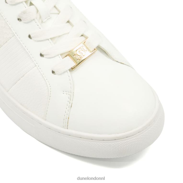 vrouwen R6DFZ327 Everleigh wit Dune London Sneakers met veters en slangenafwerking