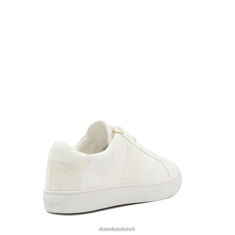 vrouwen R6DFZ327 Everleigh wit Dune London Sneakers met veters en slangenafwerking