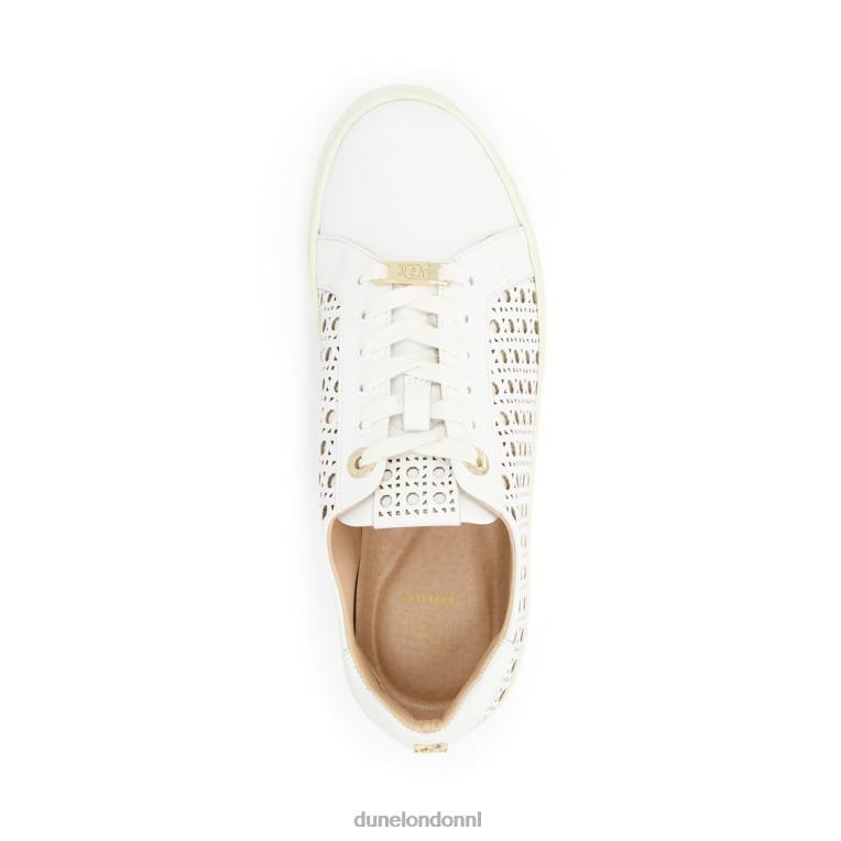 vrouwen R6DFZ481 gemak wit Dune London lasergesneden leren sneakers